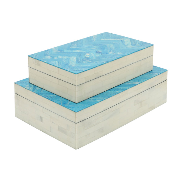 Resin S/2 Herringbone Boxes, Blue image