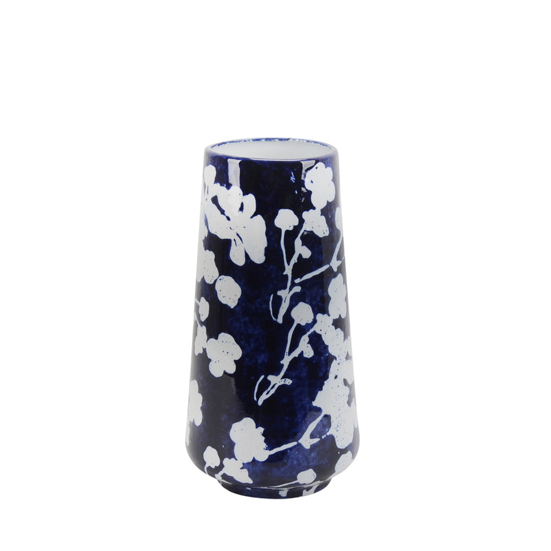 Ceramic 12.5" Floral Vase, Blue/white image