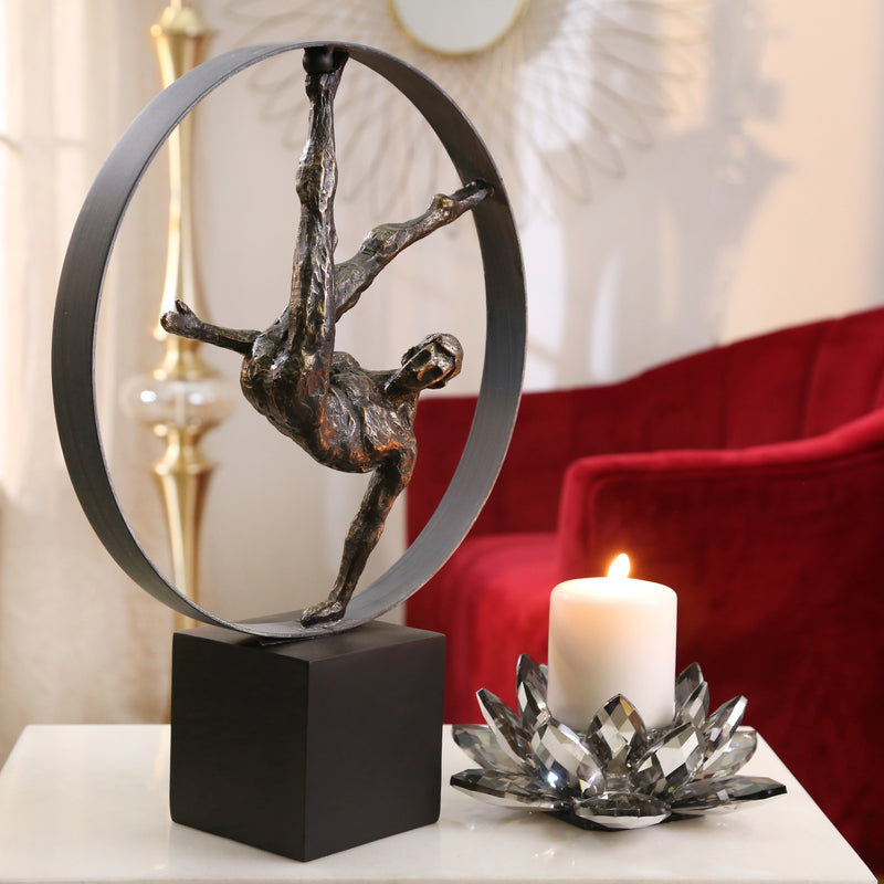 Resin Gymnast Circle Sculpture, Bronze image