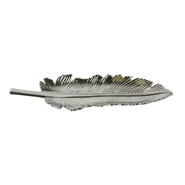 Silver Ceramic Feather Plate image