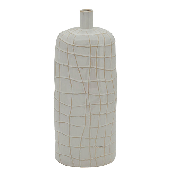 18"h Textured Vase, White image