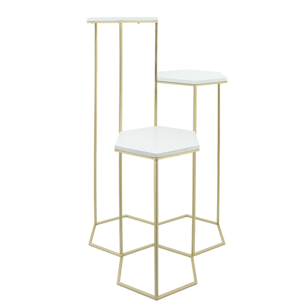 Metal, 3-layered Plant Stands, White/gold image