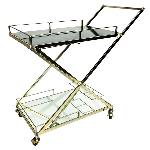 Two Tier 33"h Rolling Bar Cart, Gold image