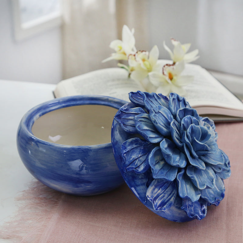 Blue Ceramic Flower Jar 7" image