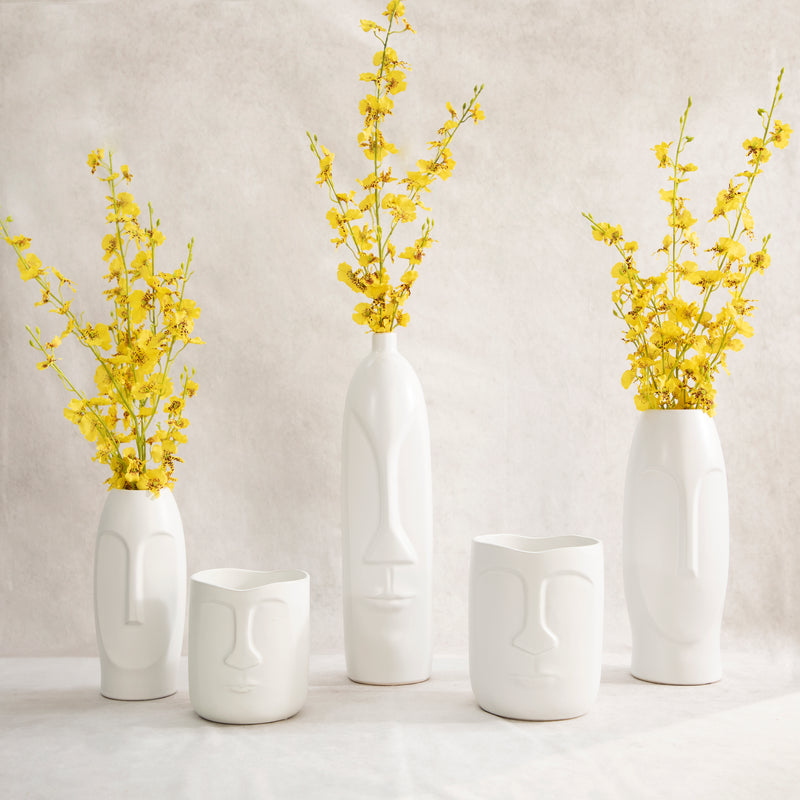 14"h Face Vase, White image