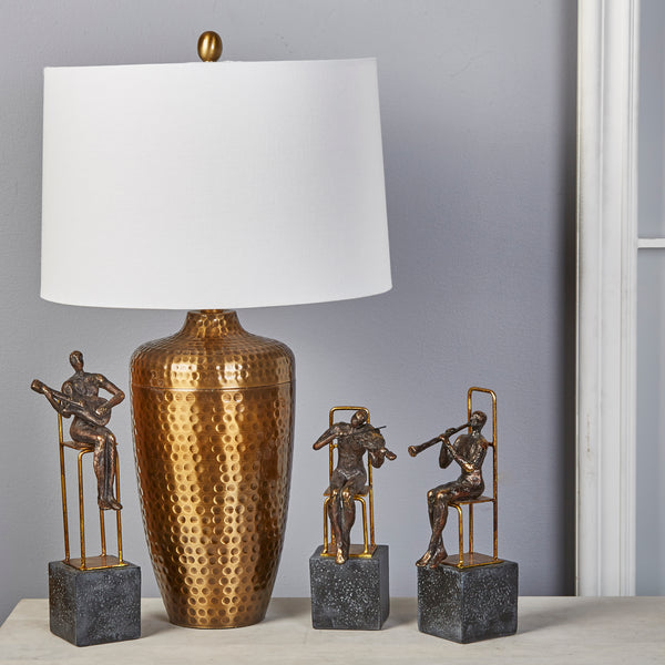 Metal 28" Table Lamp W/hammered Finish, Bronze image