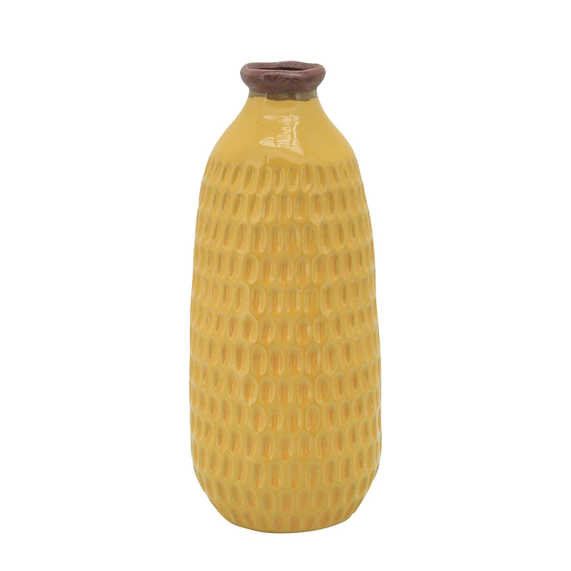 12" Dimpled Vase, Yellow image