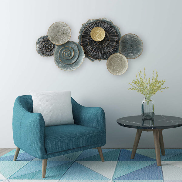 Metal 36" Disc Pads Wall Deco, Teal Wb image