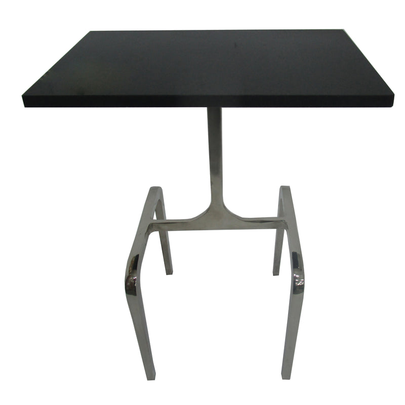 22" 4-legged Accent Table, Black Marble, Nickel image