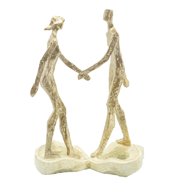 Res, 12"h Couple Hold Hands, Gold image
