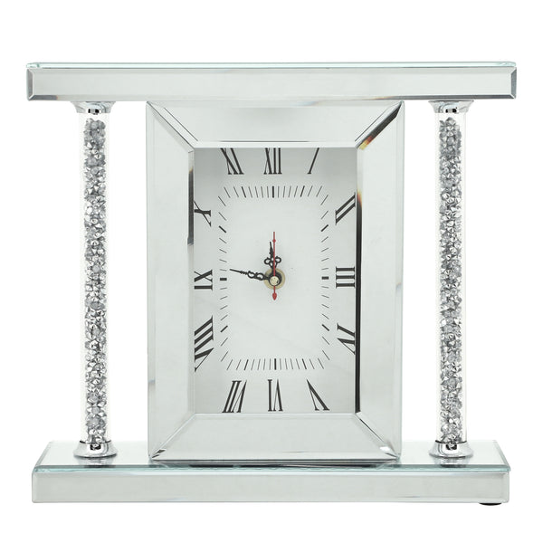Mirrored & Glitter Table Clock, 7.75" image