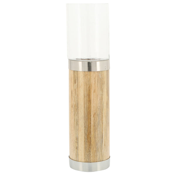 Wood, 20"h Cylinder Candle Holder, Natural image