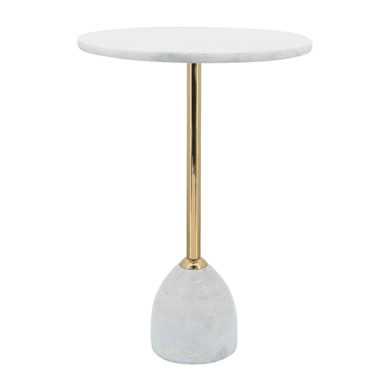 Marble/metal, 20"h Side Table, White/gold Kd image