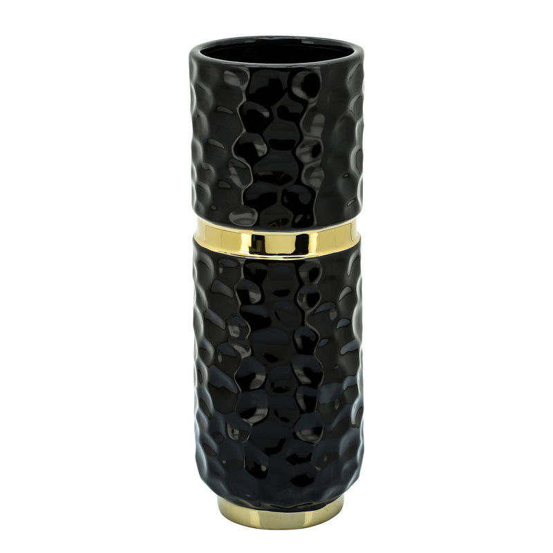 5x13"h Belted Vase, Black/gold image