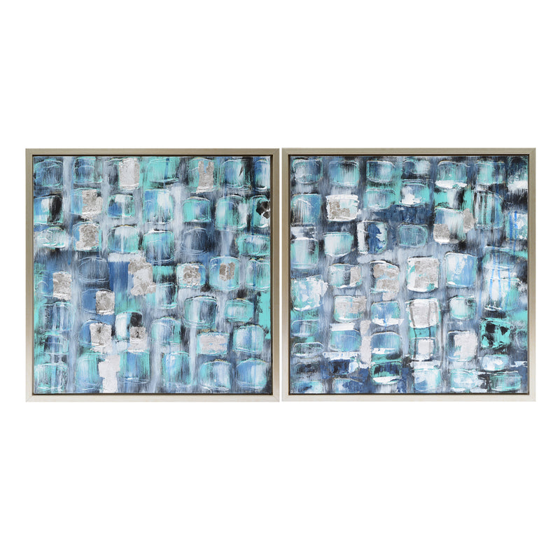 26x26, S/2, Squares Oil Painting, Blue image
