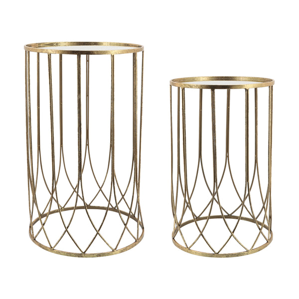 Metal, S/2 22/26"h Side Tables, Gold image