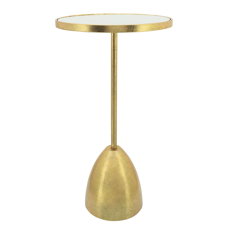 Metal, 25"h Mirrored Side Table, Gold image
