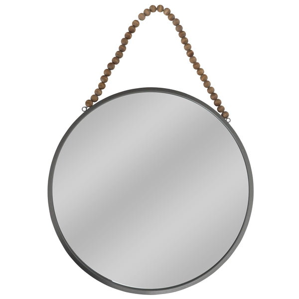 Metal, 36"  Round Mirror W/ Beads, Gunmetal Wb image