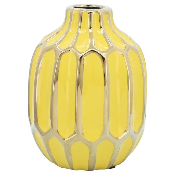 Ceramic Vase 8"h, Yellow/gold image