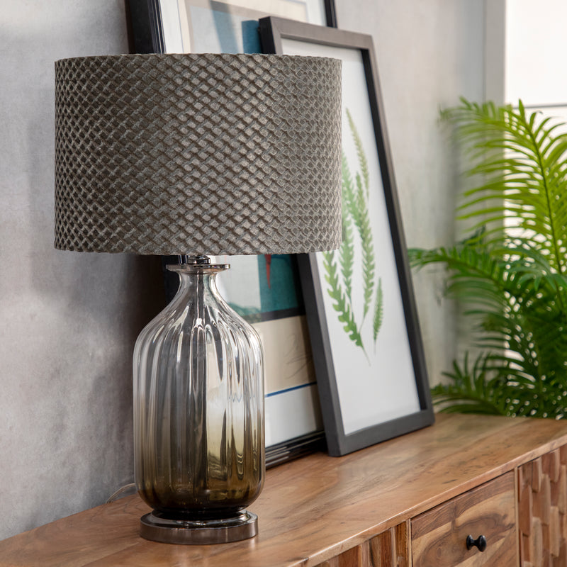Glass 23.5" Pleated Table Lamp, 2-tone image