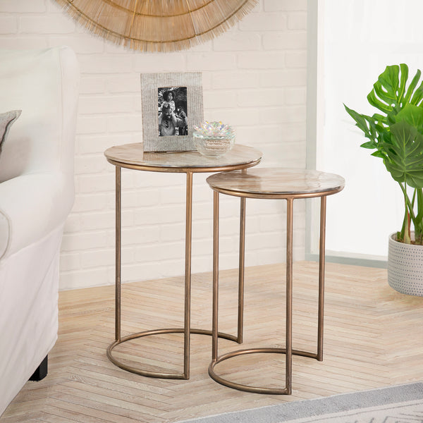 S/2 Metal Side Tables, Cream image