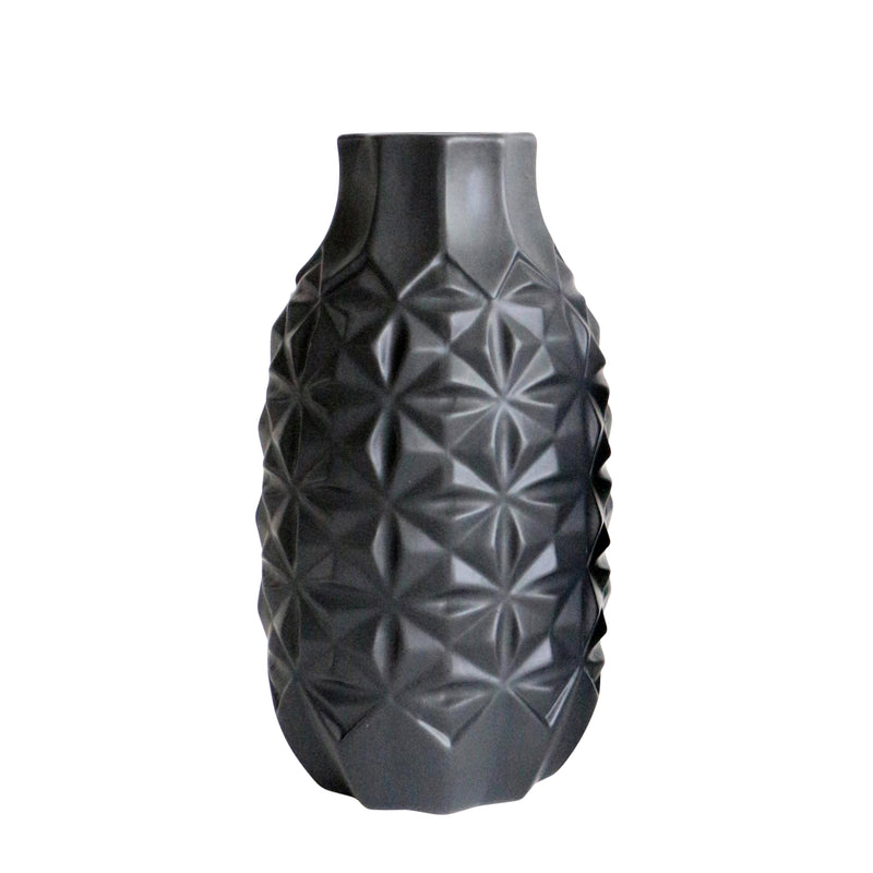 Ceramic 9" Geo Vase, Black image