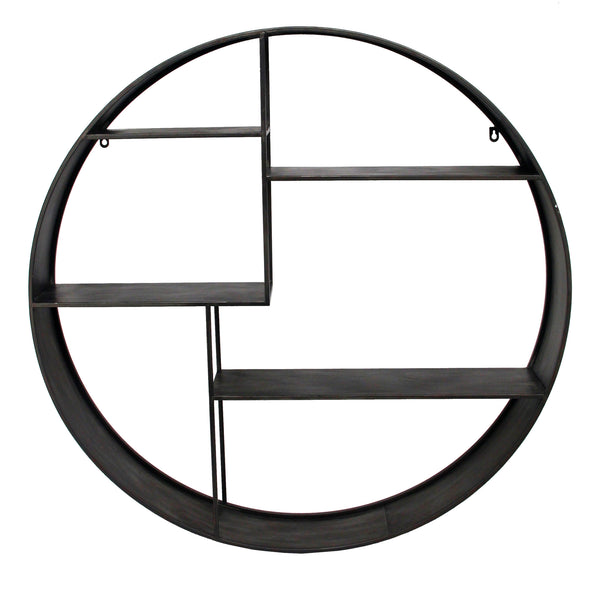 Metal 36" Round Wall Shelf, Gray image