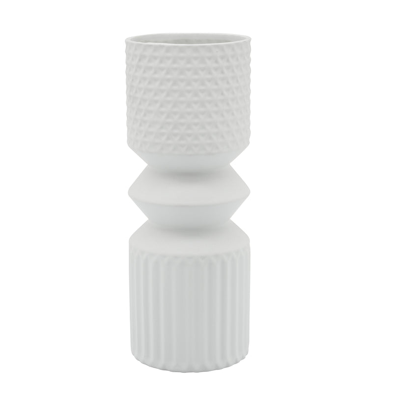 Cer, 11" Mallet Vase, White image