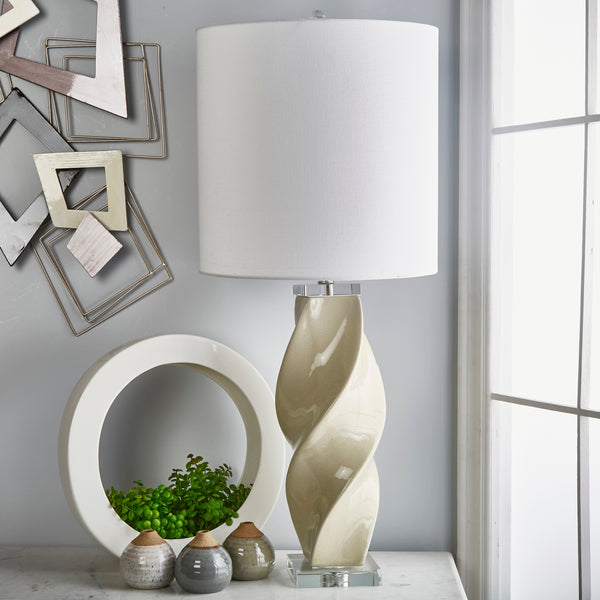 Ceramic 38" Twist Table Lamp, White image