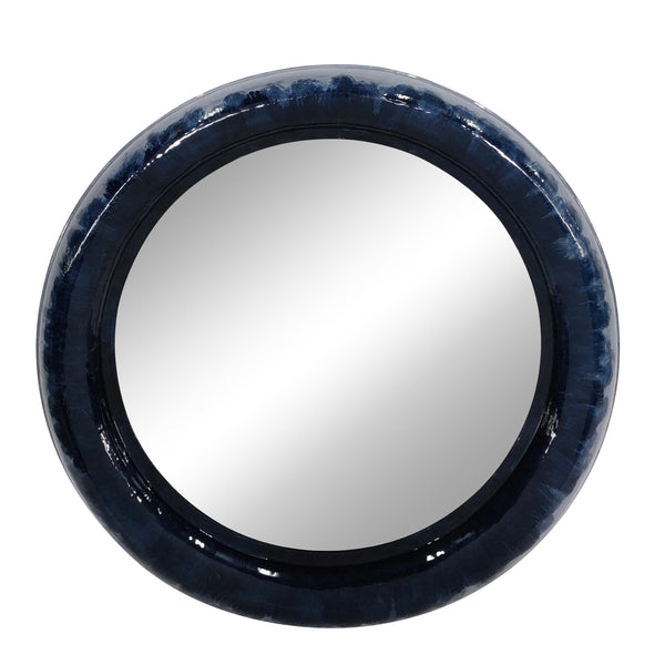 Metal 36" Round Mirror, Blue image
