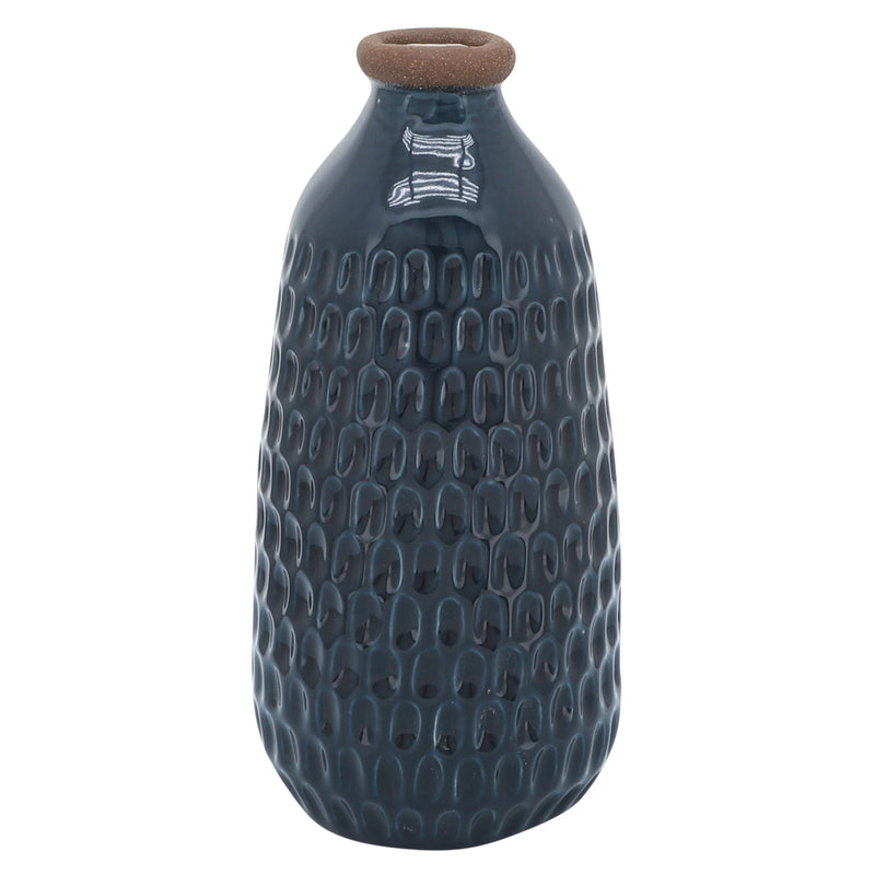 Cer, 9" Dimpled Vase, Navy image