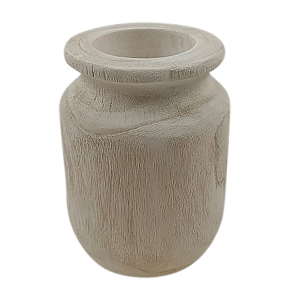 Wood, 7"dia Organic Vase, White image