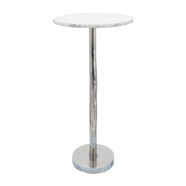 Metal, 24"h Round Drink Table - Flat Base, Silver/ image