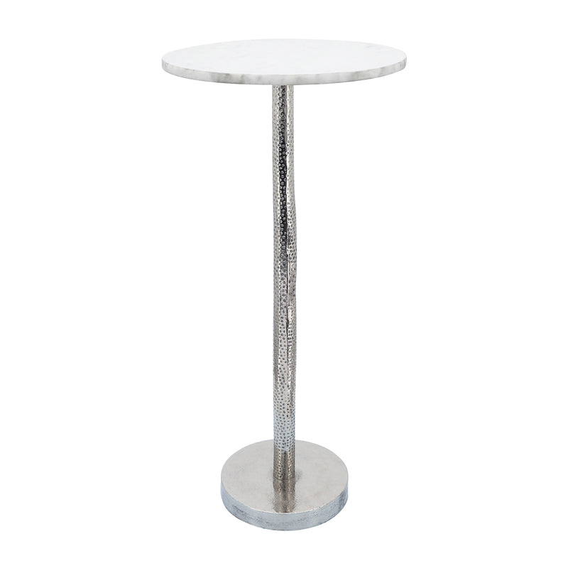 Metal, 24"h Round Drink Table - Flat Base, Silver/ image