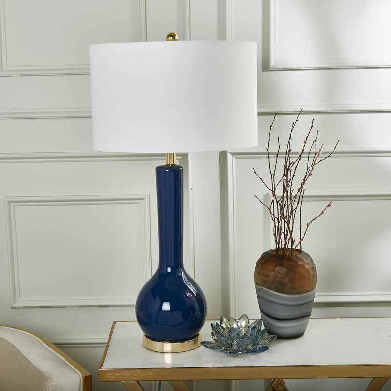 Ceramic 32" Skinny Table Lamp,navy Blue image