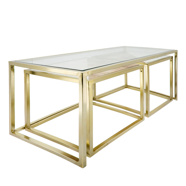 S/3 Nesting Coffee Table, Gold image