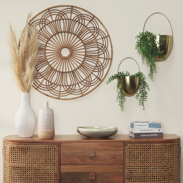 Wicker, 36", Round Wall Accent, Brown image