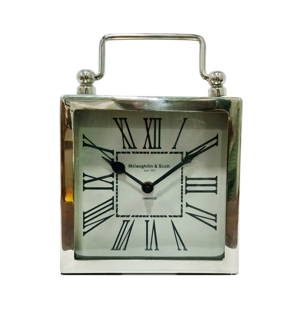 6x8 Metal Table Clock, Silver image