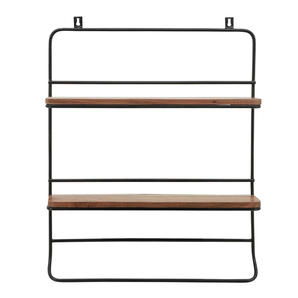 Metal/wood, 30"h 2-tier Wall Shelf, Brown/black image