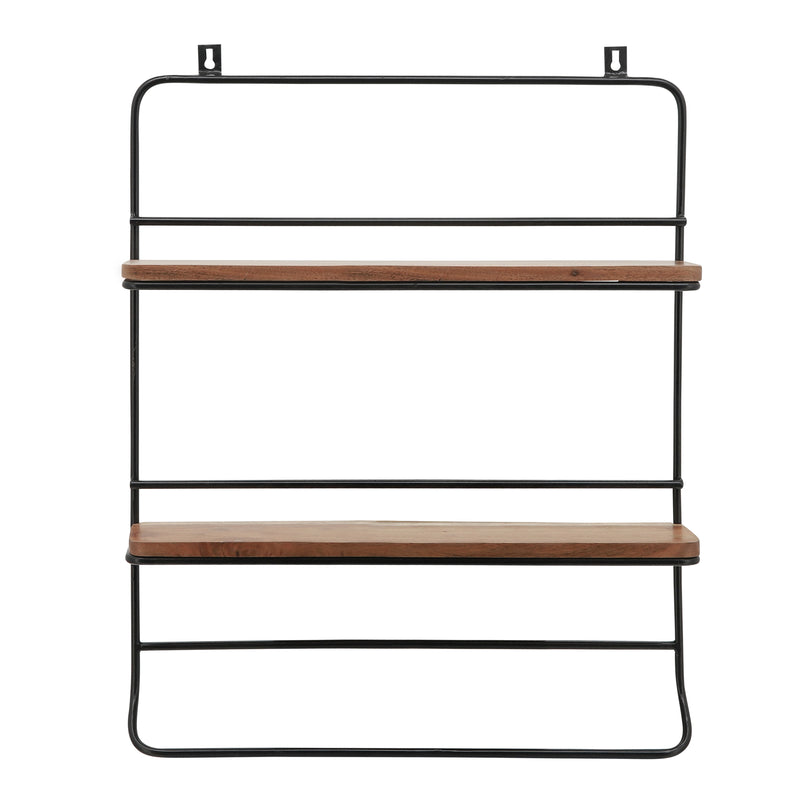 Metal/wood, 30"h 2-tier Wall Shelf, Brown/black image