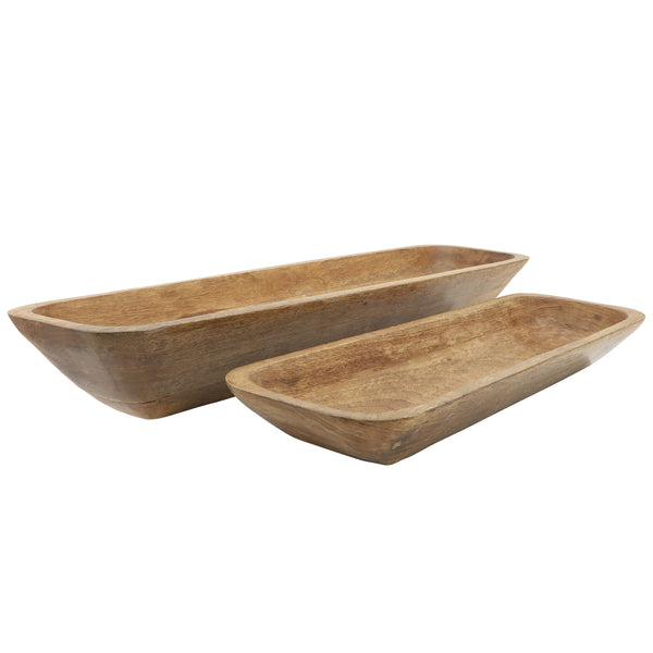 Wood, S/2 23/30 Rectangular Bowls, Brown image