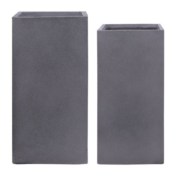 Resin, S/2 11/13"d Square Nested Planters, Gray image