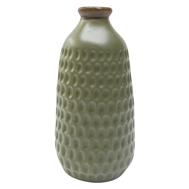 Cer, 9" Dimpled Vase, Olive image