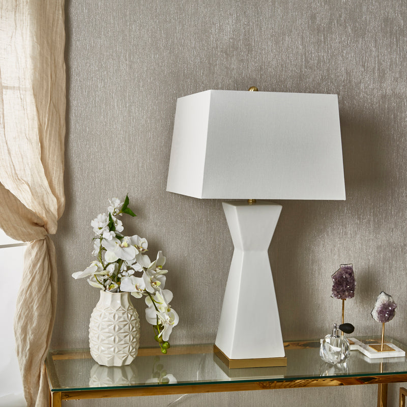 Ceramic 34" Hourglass Table Lamp, White image