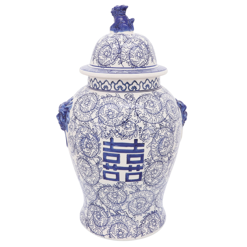 Cer, 24"h Vines Temple Jar, Blue image
