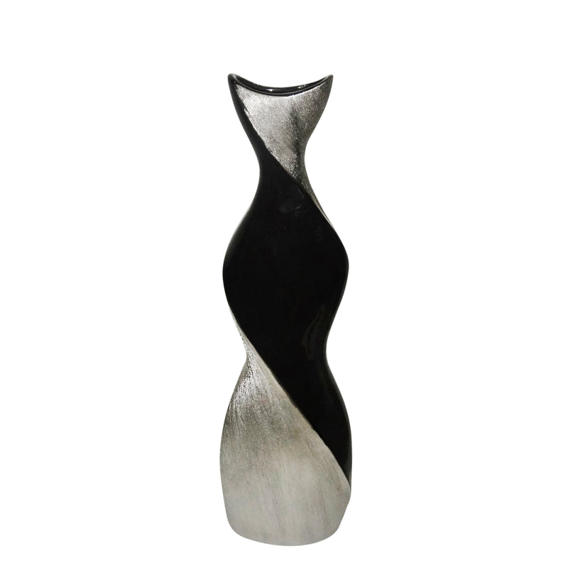 20" Twisted Vase, Black/silver image