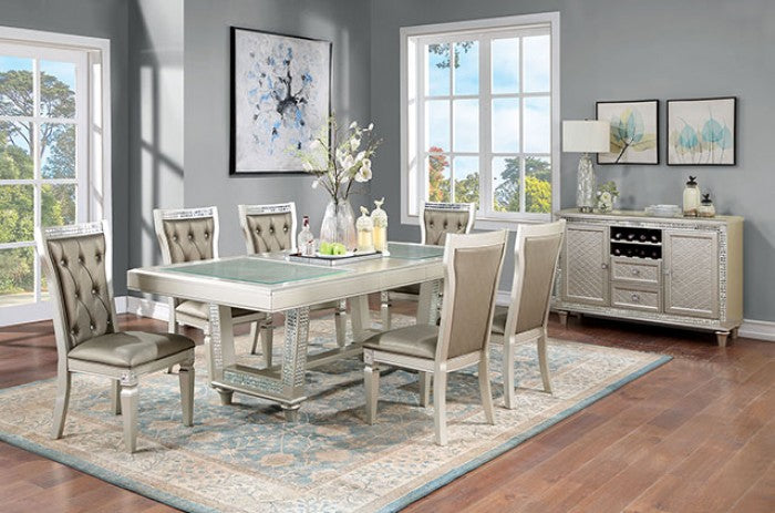 FACM-3158 ADELINA DINING TABLE W/ TEMPERED GLASS 7PC