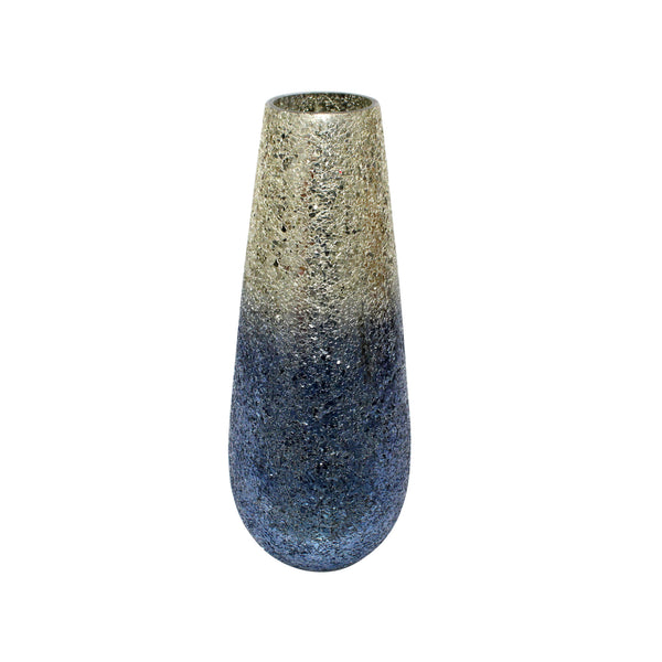 18" Crackled Vase, Silver Blue Ombre image