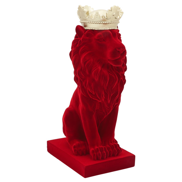 Res, 14" Lion Flocked Flower Crown, Red image