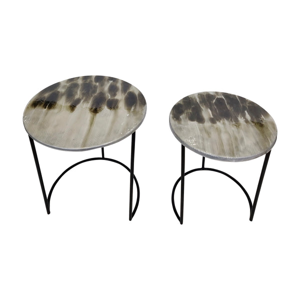 Metal, S/2 22/24" Round Side Tables, Ombre Gray/mo image